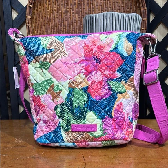 Vera Bradley Floral Crossbody Bag - Pink, Blue, Green - Picture 1 of 13